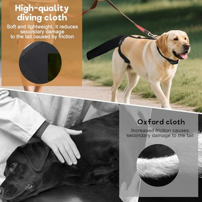 Dog Tail Protector for Large Dogs Adjustable Harness Style Tail Guard-Black