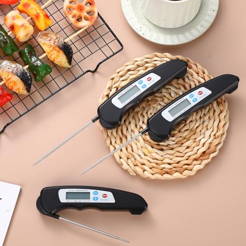 Xuhal 12 Pcs Digital Meat Thermometer with Probe Instant, Black - color: black