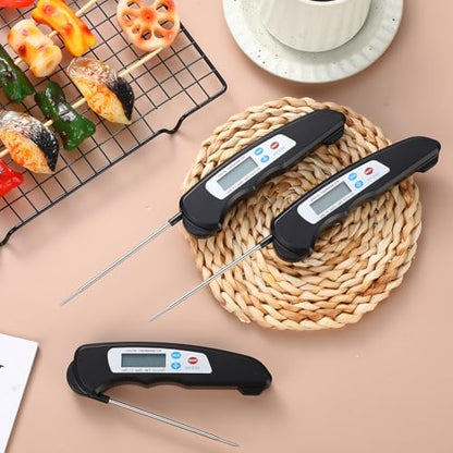 Xuhal 12 Pcs Digital Meat Thermometer with Probe Instant, Black - color: black