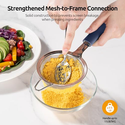 U-Taste Fine Mesh Strainer, 18/8 Stainless Steel Sieve, S/Midnight Blue - color: (3) Midnight Blue, size: S-3.35in