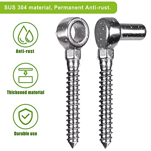 Insaga Cast 304 Stainless Steel Heavy Duty Gate Hinges, 2Pack Gate Hinges Heavy Duty, M12 Hook and Eye Hinges, Partial Thread Gate Bolt Hook, Wood Gate Hinge for Farm, Fence Gates - color: M12 Hook and Eye Hinge-2Pair