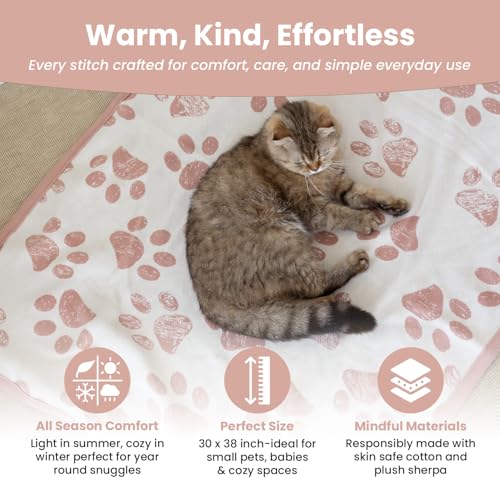 Baby & Pet Blanket, Cotton Sherpa, Pink Beige, 30x40 in - color: Pink