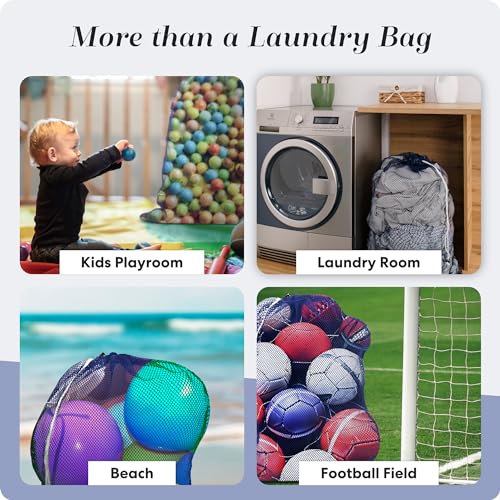 Handy Laundry Mesh XL Laundry Bag 24"x36", Heavy Duty Drawstring, Blue - color: Blue