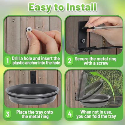 Alphatool Fence Bird Feeders Tray, 8.3" Dia., Grey - color: Gray, size: 1pcs