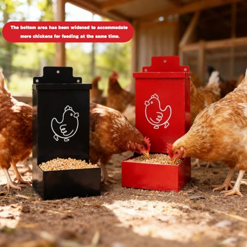 Automatic Chicken Grit Feeder Metal Oyster Shell Feeder with Lid, Chickens Coop Accessories Improve Eggshell Quality and Hen Health(Color:Metal)
