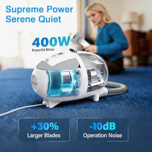 Dog Grooming Vacuum, 13000Pa & 2L Dust Cup & <55dB, 5-in-1 Self-Cleaning Pet Hair Vacuum with Spray Brush for Shedding, Quiet Deshedding Kit for Dogs Cats | self-cleaning with spray brush for shedding,Quiet <55dB,Includes clipper & steam brush,Home groomi