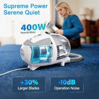 Dog Grooming Vacuum, 13000Pa & 2L Dust Cup & <55dB, 5-in-1 Self-Cleaning Pet Hair Vacuum with Spray Brush for Shedding, Quiet Deshedding Kit for Dogs Cats | self-cleaning with spray brush for shedding,Quiet <55dB,Includes clipper & steam brush,Home groomi