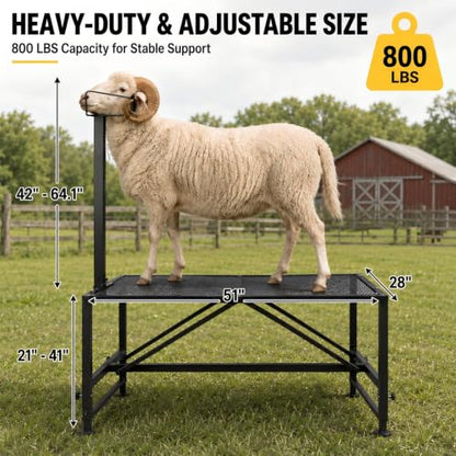 Farm Adjustable Sheep Goat Fitting Stand 47" x 23" Heavy Duty Steel Livestock Care Table for Shearing Trimming Milking