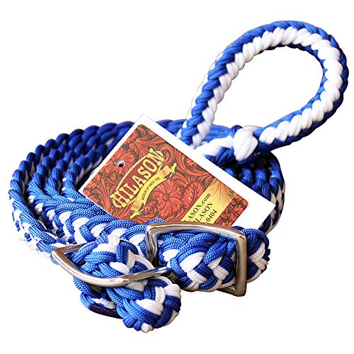 HILASON Braided Poly Barrel Horse Racing Reins Flat Grip Knots 1" X 8Ft | Rein Gifts - color: Blue-White