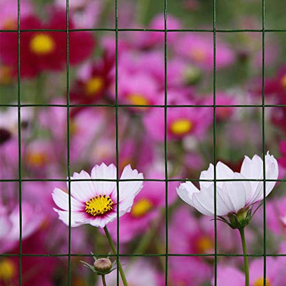 16GA PVC Green 48in x25ft-3in x 2in Welded Wire Mesh Garden Economy Fence - color: Green, size: 48"x25\'-3"x2" 16GA