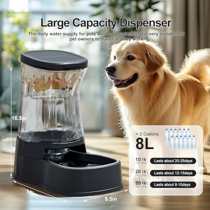 Automatic Dog Water Dispenser, Stainless Steel Bowls Feeder, 100% BPA-Free - color: Dark Grey, size: 2.1 Gallon