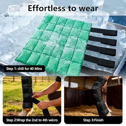 Reusable Gel Horse Ice Boots 2 Pack, Adjustable 5 Leg Cooling Wraps