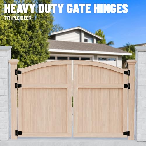 3.5 Inch Heavy Duty Gate Hinges, 2 Pack Extra Thick Black Iron Door Hinges