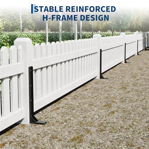 6 PC Fence Post Repair Kit-Leaning Fence Fixer for Broken 4x4/6x6 Wood Posts with 11-Gauge Steel Anchor Stakes Support, Easy Installation, Weather Resistant Black Powder Coated