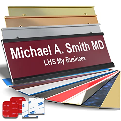 Custom Office Door Name Plate, Wall Sign Burgundy with White Letters, 2x6 | Mounting Included 10+ Options, Desk, Wall, Cubicle & Door Nameplate Holders, 3M Adhesive, Hanging, Personalized & Made in USA - color: B26 - Burgandy & White, size: 2x6 Sign & Bac