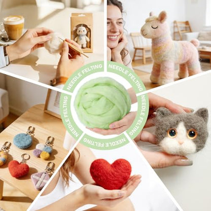 3.4oz Needle Felting Wool Sharp Green for DIY Needle Craft Enthusiasts - color: Sharp Green