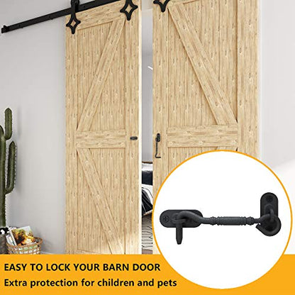 skysen 4” Privacy Hook Latch for Sliding Barn Door, Black(2802)