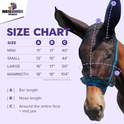Donkey Fly Mask with Long Ears (Purple) Half Hoodie for Standard Donkey, Made in USA - Mule Fly Mask with Ears Protection from Insects and Bugs, Face Cover Soft Mesh Fabric with Adjustable Fastener - color: Purple, size: Large Donkey