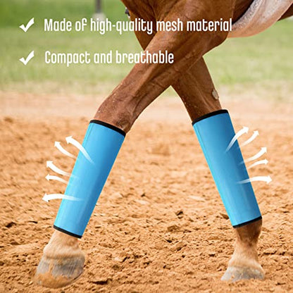 Jexine 8 Pcs Mesh Fly Boots for Horse - color: Orange, Blue
