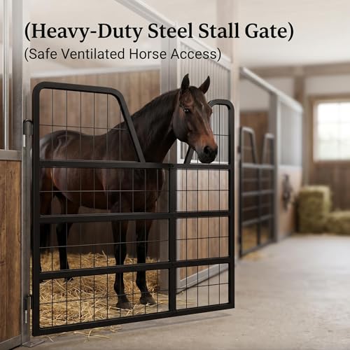 Welded Horse Stall Door, 48 x 32in Stall Guards for Horses with Two-Way Opening, Heavy Duty 0.8in Stall Gate, Stronger Horse Stall Guard Ideal for Standard Barn Doorways and Equestrian Properties