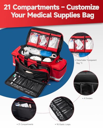 26" Large First Aid Bag Empty, Medical Supplies Bag for EMS & Nurses