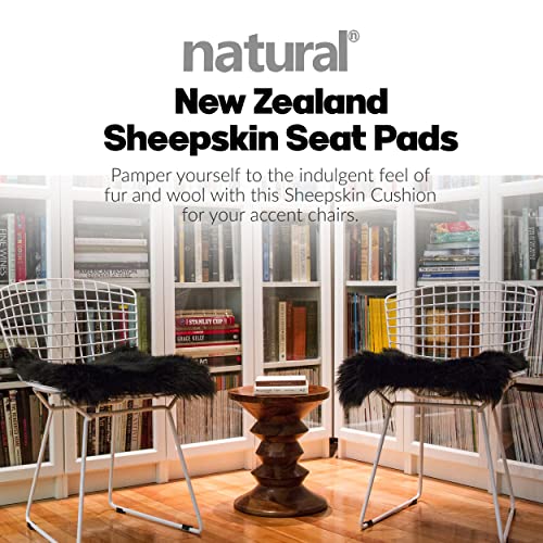 Natural Sheepskin Chair Pad, Non-Slip, Black, 2 Pack - color: Black, size: 2 Count (Pack of 1)