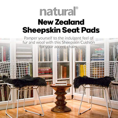 Natural Sheepskin Chair Pad, Non-Slip, Black, 2 Pack - color: Black, size: 2 Count (Pack of 1)
