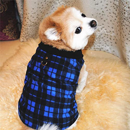 Dog Sweater, Soft Fleece Vest with Leash Ring Pullover Jacket Winter Pet Dog Clothes for Puppy Small Dogs Cat Teddy Chihuahua Yorkshire for Christmas (XS, Blue Plaid) | Winter Jacket,Pet Clothing,Dog Clothes,Puppy,For Small Dogs Cats,Teddy,Cat Apparel,Dog
