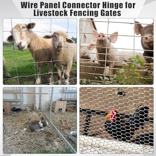 Yaocom 10 Pcs 48'' Wire Panel Connector Hinge 9 Gauge Stainless Steel Panel Connector Hinge for Deer Fencing Livestock Animal Pens Gates Trailer Cages - size: 48''