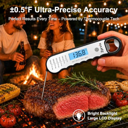0.5s Instant Read Meat Thermometer Digital, Cooking, ±0.5°F Accuracy - color: Silver & Black
