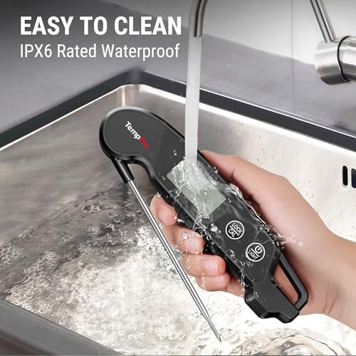 TempPro TempSwift 1 Sec Digital Meat Thermometer Instant Read Thermometer | Cooking Thermometer with Backlight Calibration, IPX6 Waterproof Kitchen Food Thermometer for Smoker Grill Candy Oven Baking