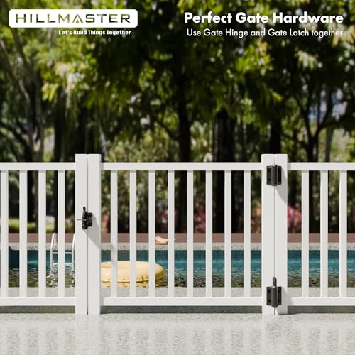Heavy Duty Self Closing Gate Hinges with Safety Cap,Pool Gate Hinges with Alignment Legs No Rust and Adjustable Fence Hinges Kit for Outdoor Metal Gate,Vinyl Gates,Wood Gate,Black,2 Pack(4 Count) - size: 2 Pack
