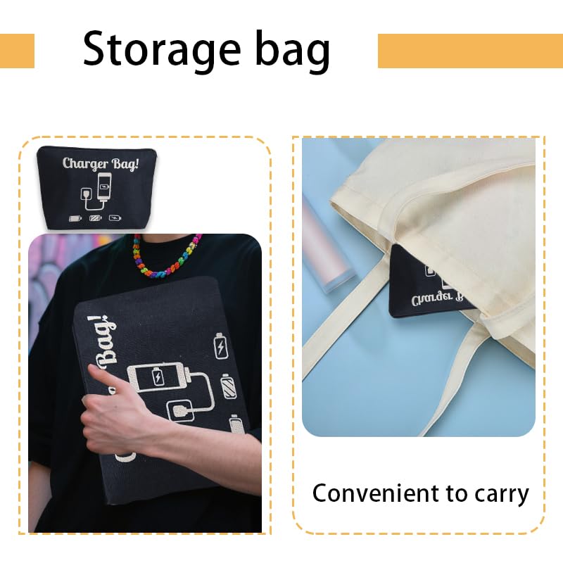 ShiQiao Spl Chargers Organiser Bag Black Charging Cables Travel Toiletry Pouch Electronic Charger Organiser Makeup Bag with Zipper Birthday Gifts for Mum Dad Charger Makeup Cosmetic Bags pouches - style: Charger Bag