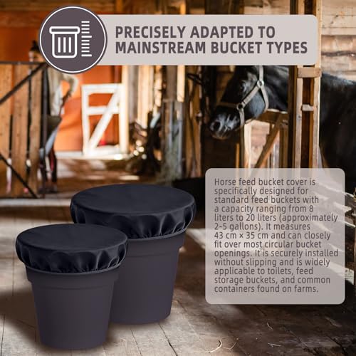 2-5 Gallon Horse Bucket Cover, Waterproof Horse Feed Bucket Cover, Lightweight and Easy to Use (Excluding Bucket, Black) - color: Black