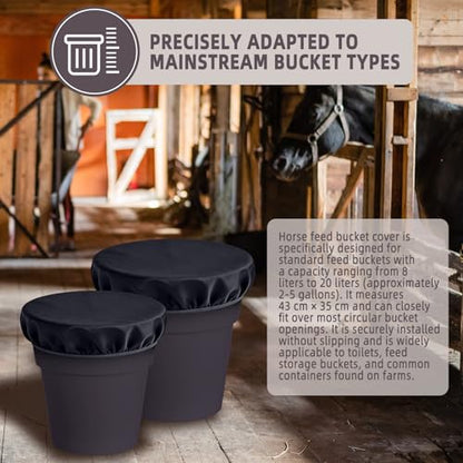 2-5 Gallon Horse Bucket Cover, Waterproof Horse Feed Bucket Cover, Lightweight and Easy to Use (Excluding Bucket, Black) - color: Black