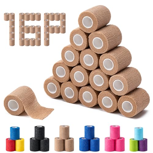16 Pack Self Adhesive Bandage Wraps, 2" X 5 Yards Elastic Bandage Wrap - color: Skin Color, size: 2 Inch
