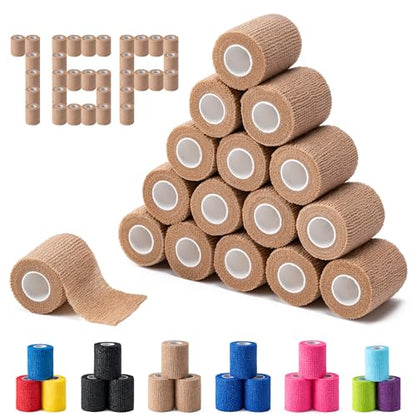 16 Pack Self Adhesive Bandage Wraps, 2" X 5 Yards Elastic Bandage Wrap - color: Skin Color, size: 2 Inch