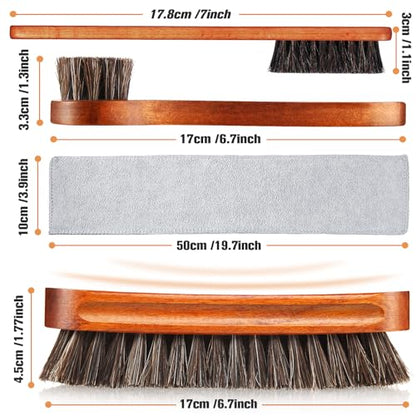 4 Pcs Horsehair Shine Shoes Brush Kit Polish Dauber Applicators Cleaning Leather Shoes Boots Care Brushes Suede Cleaner Brush with Microfiber Shoe Cloth(4 Pcs Style A) - style: 4 Pcs Style A