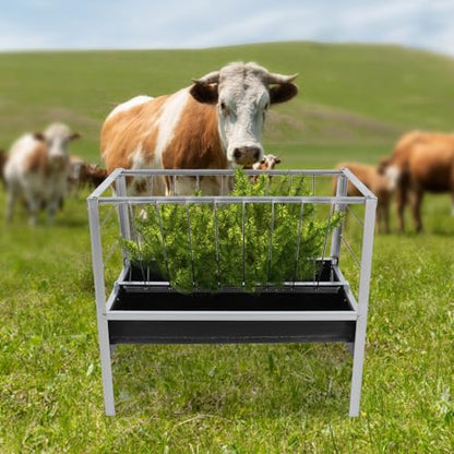 Large Capacity Feed Trough, 40" Long Livestock Hay Feeder Heavy Duty 2-in-1 Pasture Hay Feeder Heavy Duty Steel for Sheep Farms Sheds