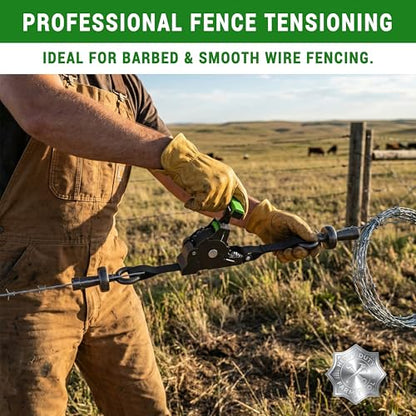 Fence Wire Stretcher Tool, Heavy Duty Barbed Wire Fence Stretcher, Dual-Mode Retractable Ratchet Wire Puller & Tensioner, for Barbed & Smooth Wire, 8ft Reach, Ultra-Lightweight 3.3 lbs - size: Wire Stretcher Tool + Wire Pullers