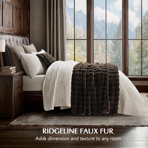 EverGrace Faux Rabbit Fur Bubble Throw Blanket, 60"x80", Dark Brown - color: Dark Brown, size: 60"x80"