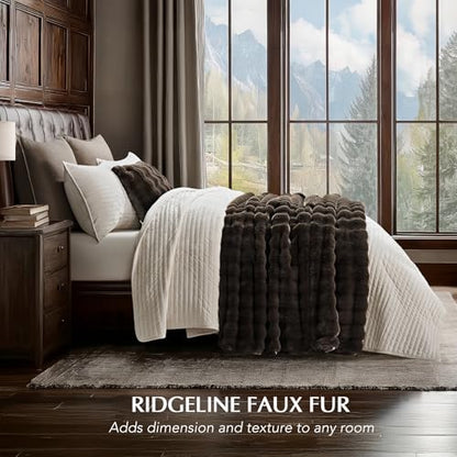 EverGrace Faux Rabbit Fur Bubble Throw Blanket, 50"x60", Dark Brown - color: Dark Brown, size: 50"x60"