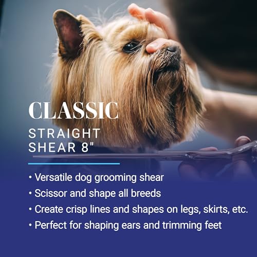 Chris Christensen Classic Series Grooming Shears, 8 in Straight Shear, Groom Like a Professional, Any Skill Level, Made From 440C Japanese Steel - size: 8 inch Straight