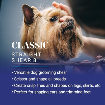 Chris Christensen Classic Series Grooming Shears, 8 in Straight Shear, Groom Like a Professional, Any Skill Level, Made From 440C Japanese Steel - size: 8 inch Straight