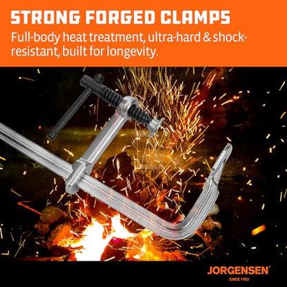Jorgensen Bar Clamps, 6-Inch Light-duty Drop Forged Steel Bar Clamps for Woodworking and Welding, 2 Pack - size: 6 Inch