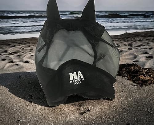 Majestic Ally Horse Fly Mask with Ears, Black - color: Black