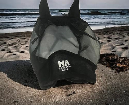 Majestic Ally Horse Fly Mask with Ears, Black - color: Black