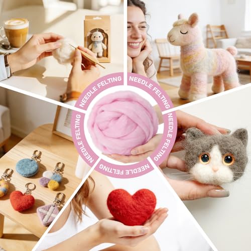 3.4oz Needle Felting Wool Pink Cherub for DIY Needle Craft Enthusiasts - color: Pink Cherub