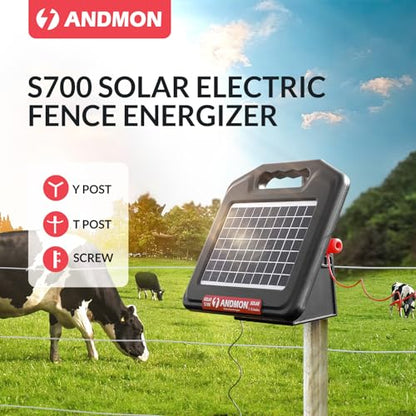 S700 0.76 Joule Solar Electric Fence Charger, Portable and Super Tough - 30 Miles, Keeps Out Predators, Animals