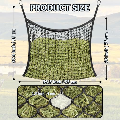 YedsIntu Hay Bags for Horses, Slow Feed Hay Nets for Horses Goat Sheep, Large Capacity Hay Feeder for Stall, Trailer, Pasture (Black) - size: 1PCS-Black